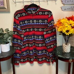 L.L. Bean Pullover Winter Themed Top/Light Jacket Sz L. Pre-loved & Good Cond.